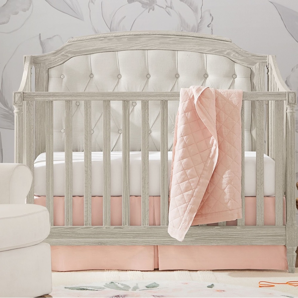 Pottery Barn Kids Linen Crib Skirt - Blush Pink